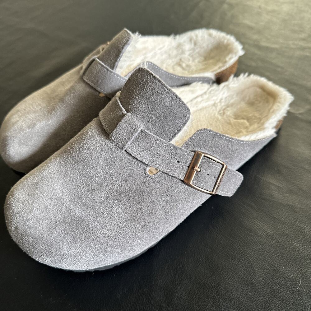 Birkenstock Boston Lined Gray Suede Casual Comfort Clogs EU 40 US M 7 W 9 BP